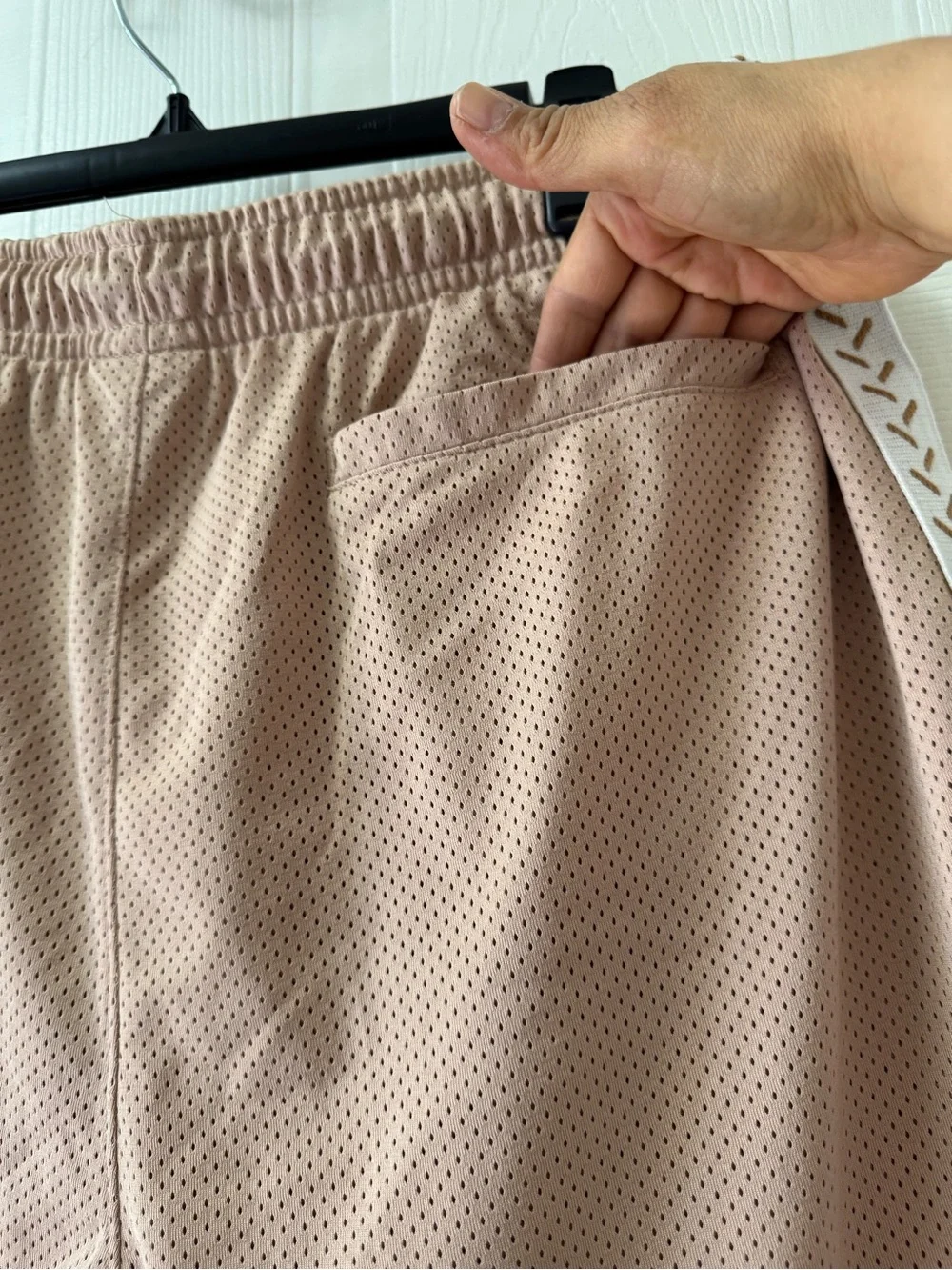 Jordan Men’s Dusty Pink Mesh Athletic Shorts with White Trim